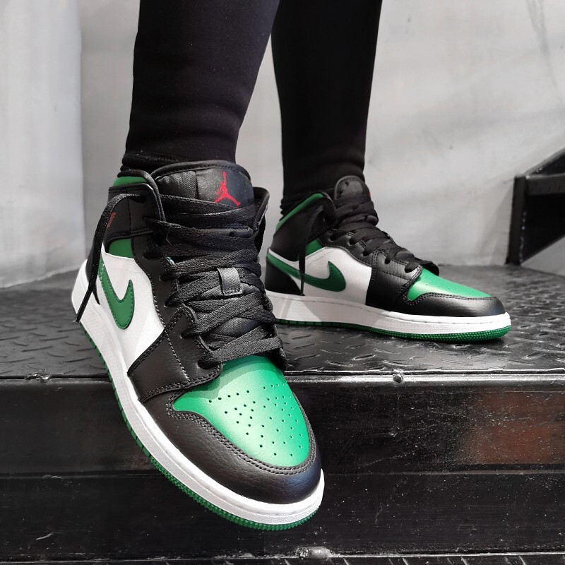 air jordan 1 mid pine green toe